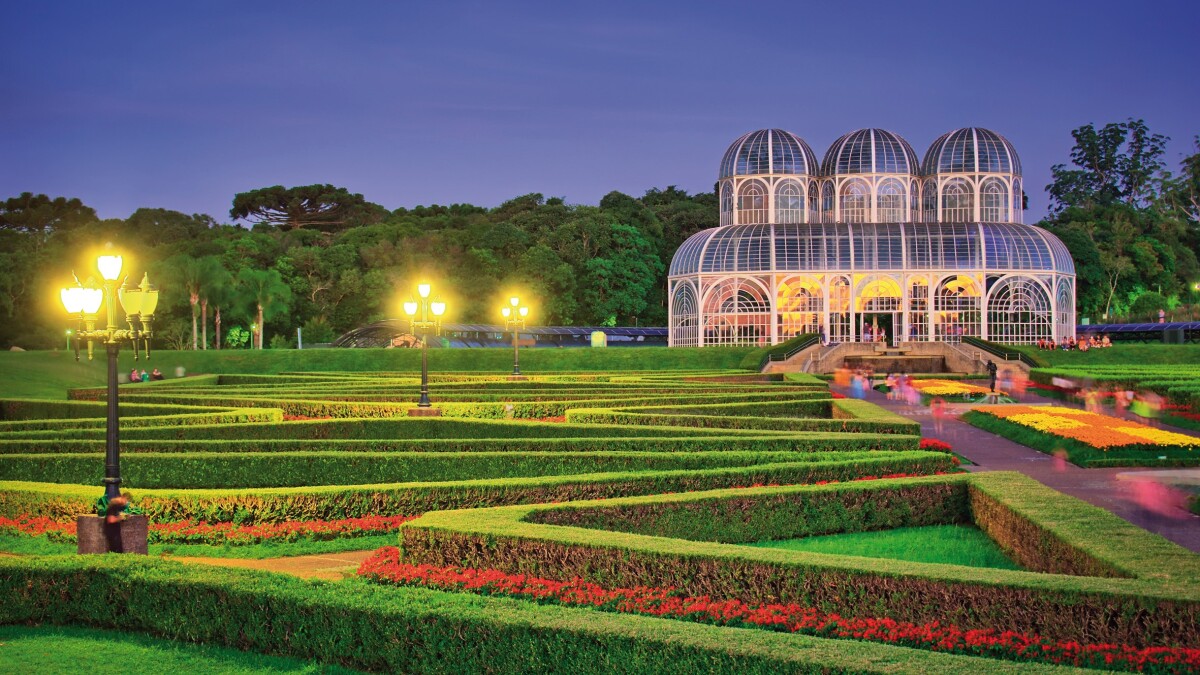 Dusk at the Botanical Garden in the city of Curitiba, Paran, Brazil.